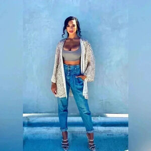 Power to the flower cheetah print Kimono